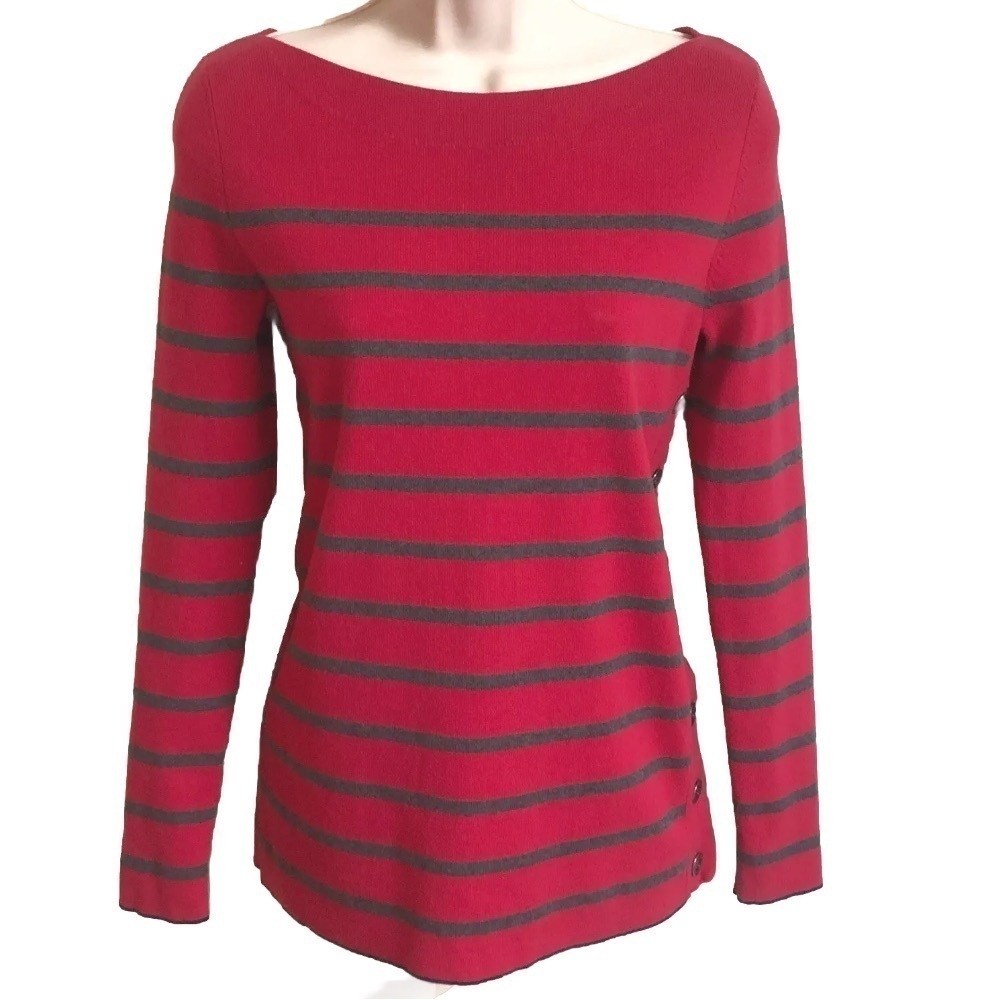 Tommy Hilfiger long sleeve red striped boatneck sweate…